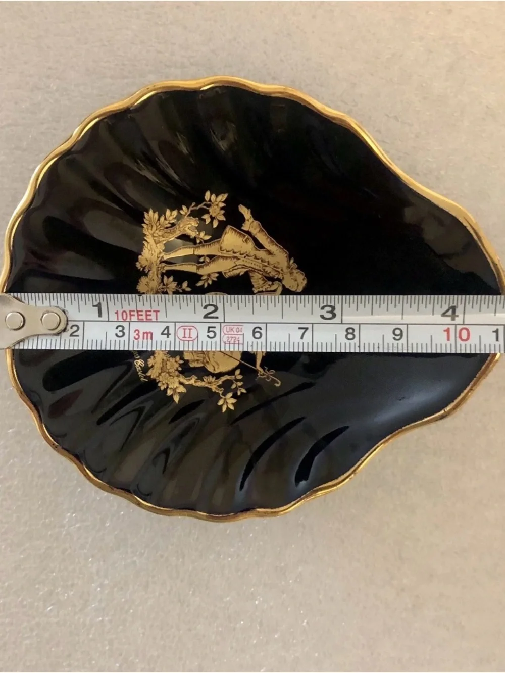Limoges Castel France Dark Blue 22k Gold Trim Shell Dish Couple Motif